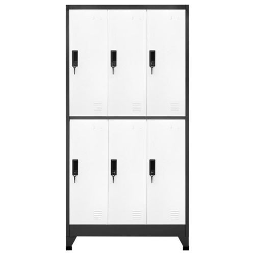 Armoire à casiers Anthracite et blanc 90x45x180 cm Acier - Photo n°2; ?>