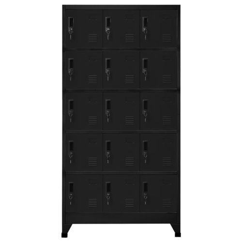 Armoire à casiers Noir 90x40x180 cm Acier - Photo n°2; ?>