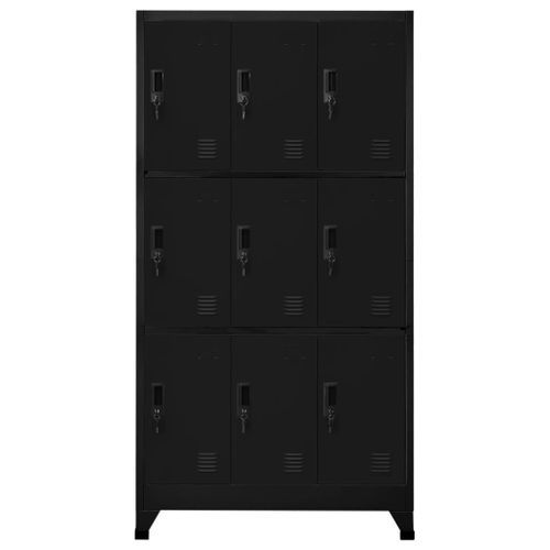 Armoire à casiers Noir 90x45x180 cm Acier - Photo n°2; ?>