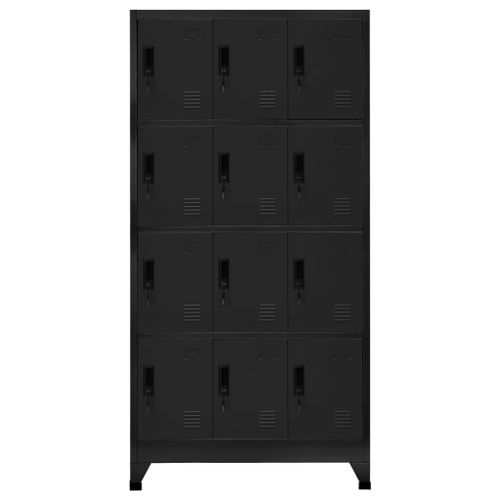 Armoire à casiers Noir 90x45x180 cm Acier - Photo n°2; ?>