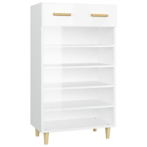 Armoire à chaussure Blanc brillant 60x35x105 cm Bois ingénierie - Photo n°2; ?>