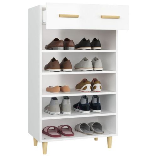 Armoire à chaussure Blanc brillant 60x35x105 cm Bois ingénierie - Photo n°3; ?>