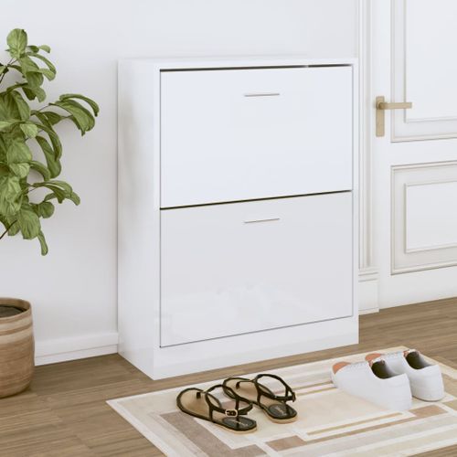 Armoire à chaussure Blanc brillant 63x24x81 cm Bois ingénierie - Photo n°2; ?>