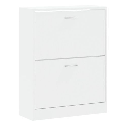 Armoire à chaussure Blanc brillant 63x24x81 cm Bois ingénierie - Photo n°3; ?>