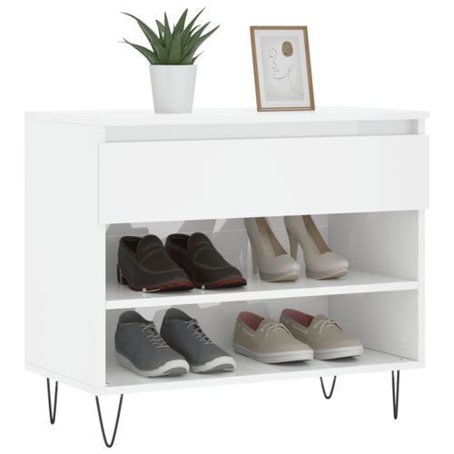 Armoire à chaussure Blanc brillant 70x36x60 cm Bois ingénierie - Photo n°3; ?>