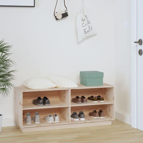 Armoire à chaussures 110x34x45 cm Bois de pin massif - Photo n°3; ?>