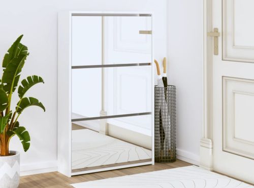 Armoire à chaussures 3 portes rabattables avec miroir Ranka H 102 cm – Design moderne et élégant - Photo n°2; ?>