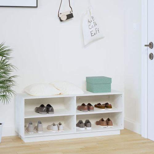 Armoire à chaussures Blanc 110x34x45 cm Bois de pin massif - Photo n°3; ?>