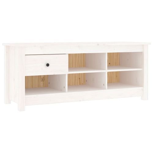 Armoire à chaussures Blanc 110x38x45,5 cm Bois de pin massif - Photo n°2; ?>