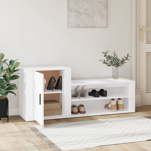 Armoire à chaussures Blanc 130x35x54 cm Bois d'ingénierie - Photo n°3; ?>