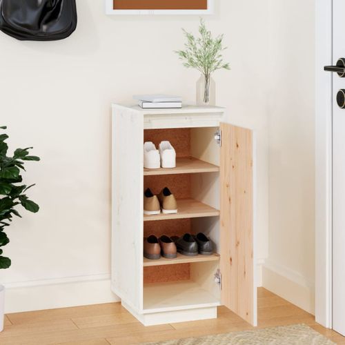 Armoire à chaussures Blanc 35x35x80 cm Bois de pin massif - Photo n°3; ?>