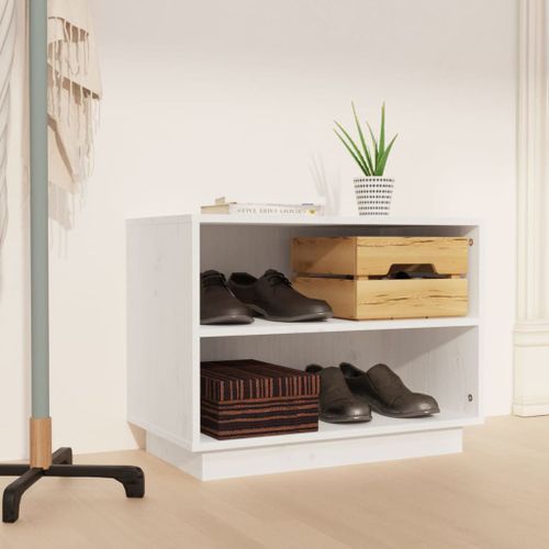 Armoire à chaussures Blanc 60x34x45 cm Bois de pin massif - Photo n°2; ?>