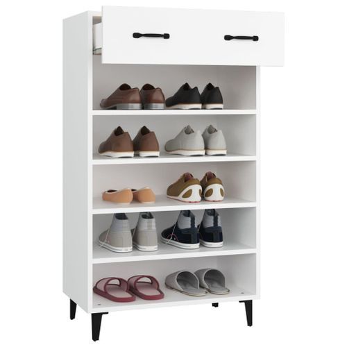 Armoire à chaussures Blanc 60x35x105 cm Bois d'ingénierie - Photo n°3; ?>