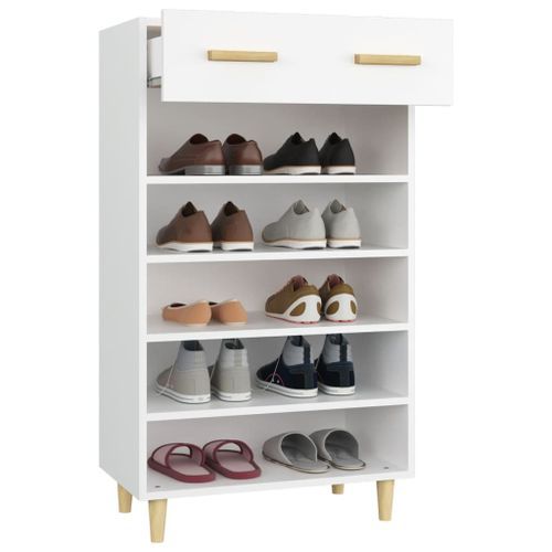 Armoire à chaussures Blanc 60x35x105 cm Bois d'ingénierie - Photo n°3; ?>