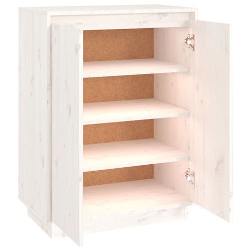 Armoire à chaussures Blanc 60x35x80 cm Bois de pin massif - Photo n°2; ?>