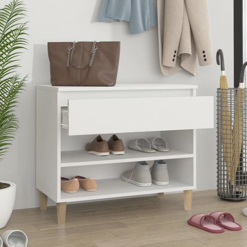 Armoire à chaussures Blanc 70x36x60 cm Bois d'ingénierie - Photo n°3; ?>