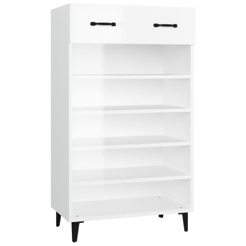 Armoire à chaussures Blanc brillant 60x35x105cm Bois ingénierie - Photo n°2; ?>