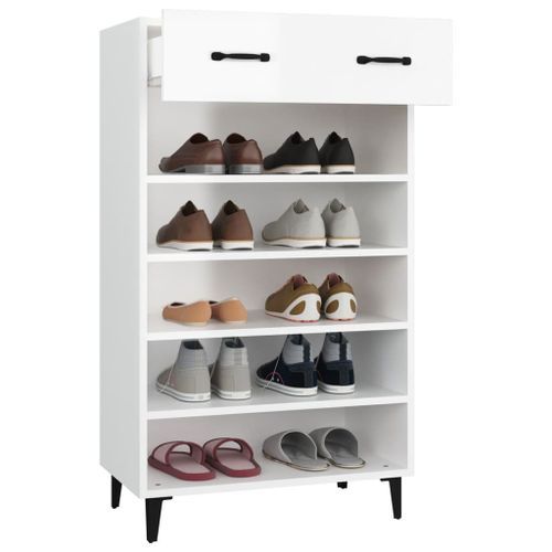 Armoire à chaussures Blanc brillant 60x35x105cm Bois ingénierie - Photo n°3; ?>