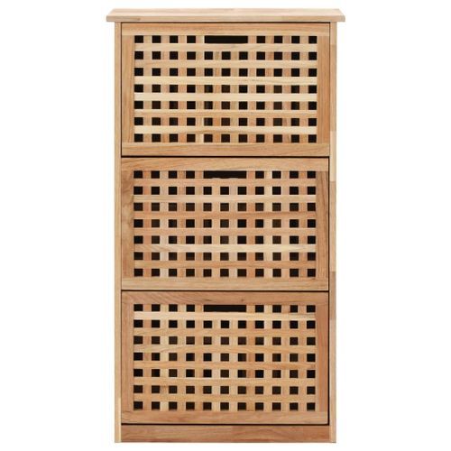 Armoire à chaussures bois de noyer massif Kuando L 55 x H 104 cm - Design Compact - Photo n°3; ?>