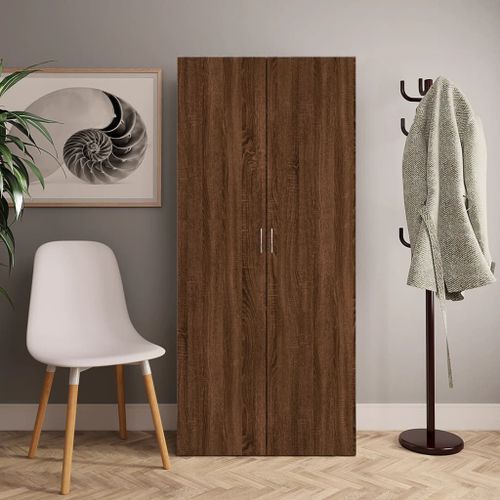 Armoire à chaussures Chêne marron 80x35,5x180cm Bois ingénierie - Photo n°2; ?>