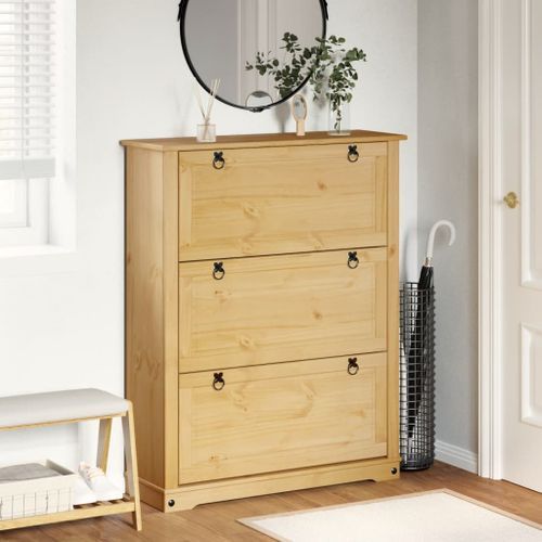 Armoire à chaussures Corona 99x32x124,5 cm bois de pin massif - Photo n°3; ?>