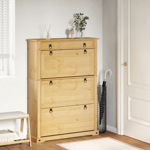 Armoire à chaussures Corona 99x32x138 cm bois de pin massif - Photo n°3; ?>