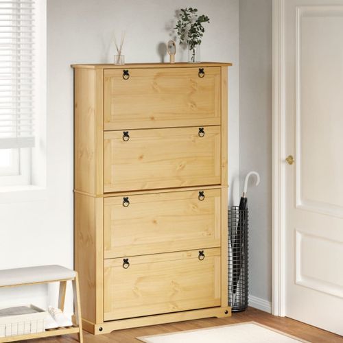 Armoire à chaussures Corona 99x32x163,5 cm bois de pin massif - Photo n°3; ?>