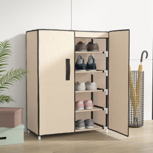 Armoire à chaussures Crème 60x28x90 cm Tissu - Photo n°2; ?>