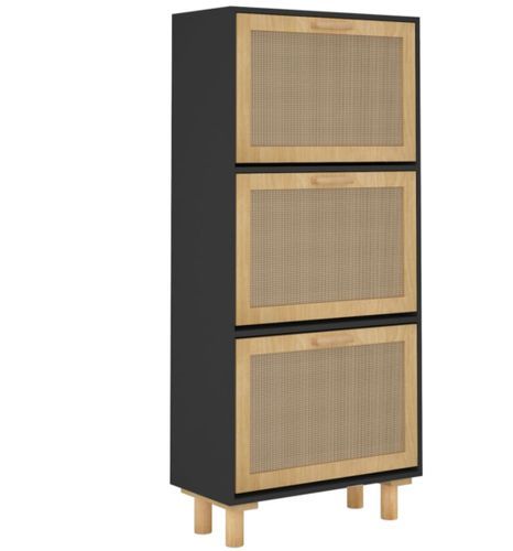 Armoire à chaussures en bois er rotin Viba L 52 x H 115 cm - Style tendance - Photo n°3; ?>