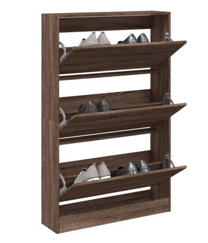 Armoire à chaussures en bois Livio L 80 x H 125 cm – 3 portes rabattables - Photo n°2; ?>