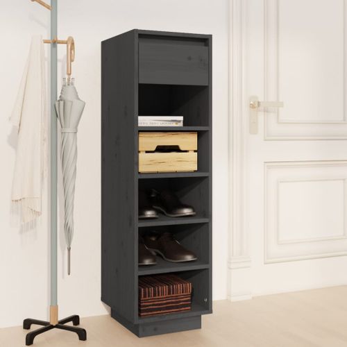 Armoire à chaussures gris 30x34x105 cm bois de pin massif - Photo n°2; ?>