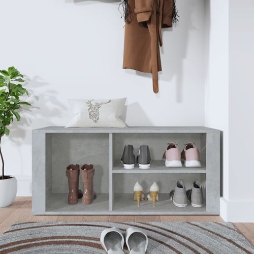 Armoire à chaussures Gris béton 100x35x45 cm Bois d'ingénierie - Photo n°3; ?>