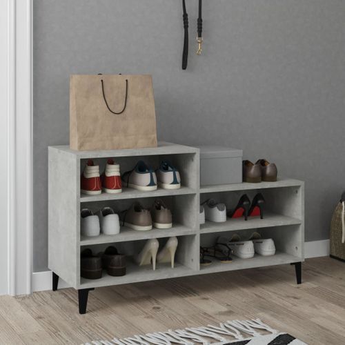 Armoire à chaussures Gris béton 102x36x60 cm Bois d'ingénierie - Photo n°2; ?>