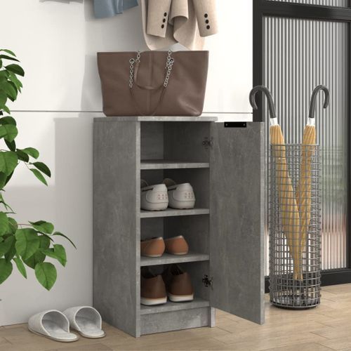 Armoire à chaussures Gris béton 30x35x70 cm Bois d'ingénierie - Photo n°3; ?>