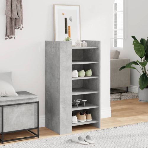 Armoire à chaussures gris béton 52x37,5x100cm bois d'ingénierie - Photo n°3; ?>