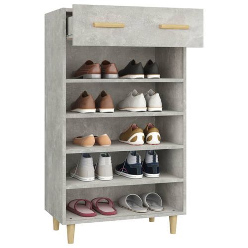 Armoire à chaussures Gris béton 60x35x105 cm Bois d'ingénierie - Photo n°3; ?>