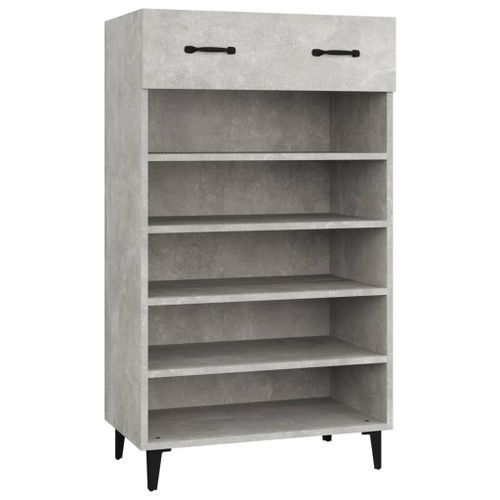 Armoire à chaussures Gris béton 60x35x105 cm Bois d'ingénierie - Photo n°2; ?>