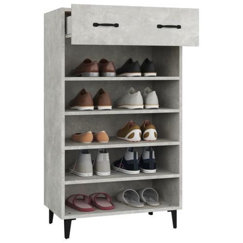 Armoire à chaussures Gris béton 60x35x105 cm Bois d'ingénierie - Photo n°3; ?>