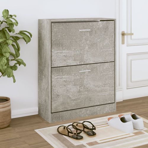 Armoire à chaussures Gris béton 63x24x81 cm Bois d'ingénierie - Photo n°2; ?>