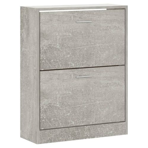 Armoire à chaussures Gris béton 63x24x81 cm Bois d'ingénierie - Photo n°3; ?>