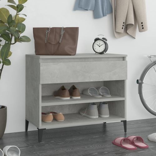 Armoire à chaussures Gris béton 70x36x60 cm Bois d'ingénierie - Photo n°2; ?>