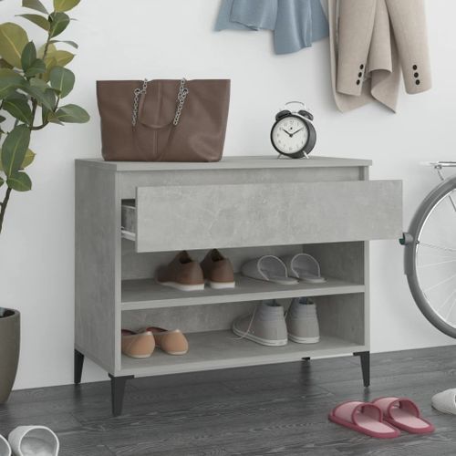 Armoire à chaussures Gris béton 70x36x60 cm Bois d'ingénierie - Photo n°3; ?>