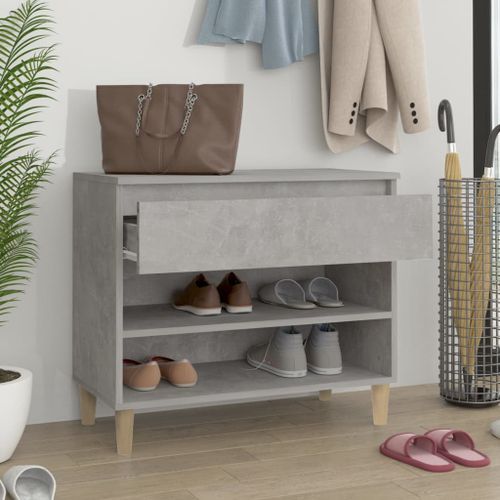 Armoire à chaussures Gris béton 70x36x60 cm Bois d'ingénierie - Photo n°3; ?>