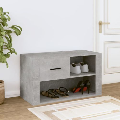 Armoire à chaussures Gris béton 80x35x45 cm Bois d'ingénierie - Photo n°3; ?>