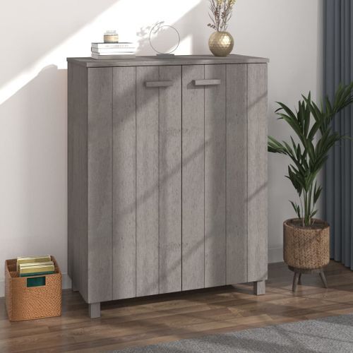 Armoire à chaussures HAMAR Gris clair 85x40x108 cm Pin massif - Photo n°2; ?>