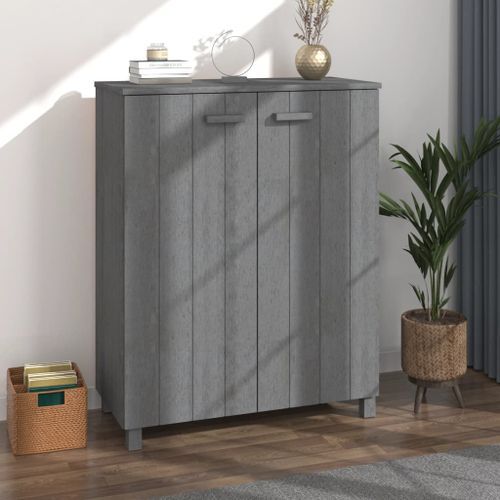 Armoire à chaussures HAMAR Gris foncé 85x40x108 cm Pin massif - Photo n°2; ?>