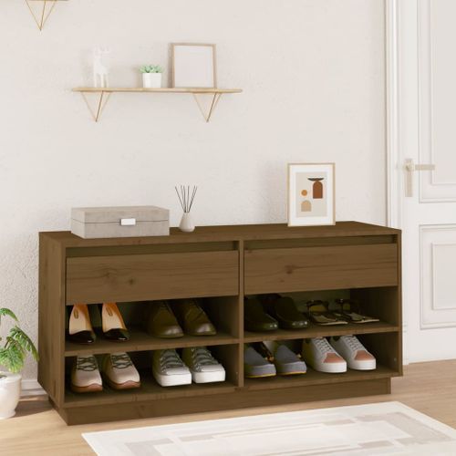 Armoire à chaussures Marron miel 110x34x52cm Bois de pin massif - Photo n°2; ?>