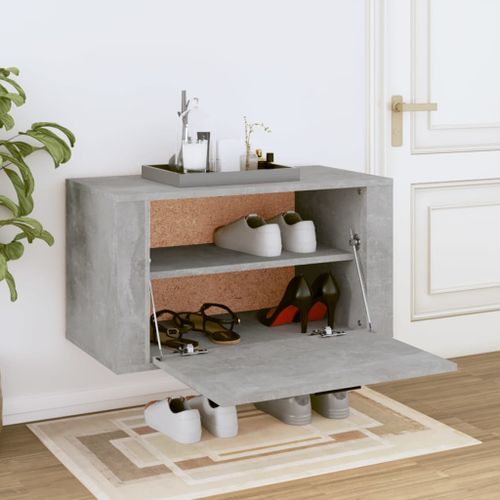 Armoire à chaussures murale Gris béton 70x35x38 cm - Photo n°3; ?>