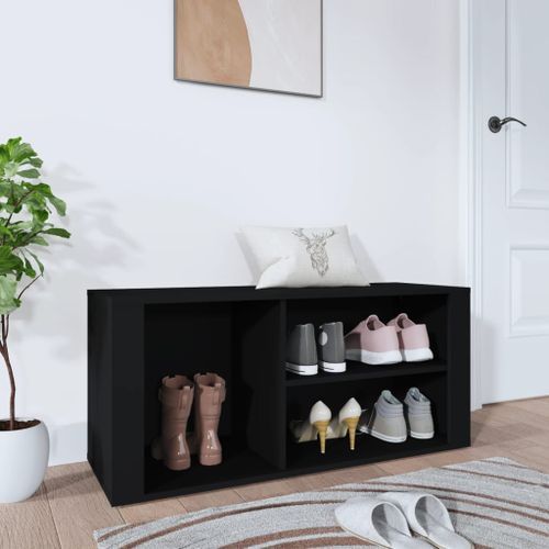 Armoire à chaussures Noir 100x35x45 cm Bois d'ingénierie - Photo n°2; ?>