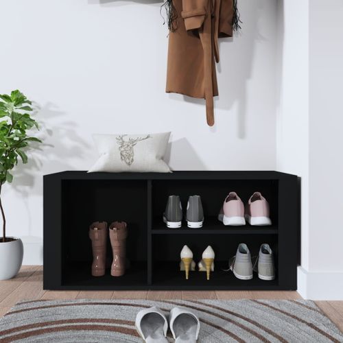 Armoire à chaussures Noir 100x35x45 cm Bois d'ingénierie - Photo n°3; ?>